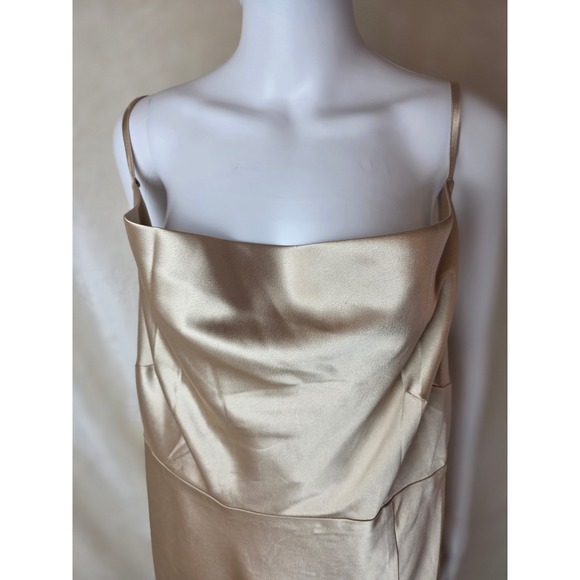Birdy Grey Satin Cowl Neck Maxi Dress Champagne Gold Bridesmaid NWT - Picture 2 of 6